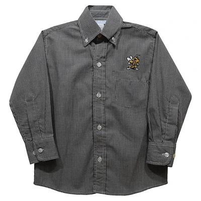 Toddler Vive La Fete Black West Virginia State Yellow Jackets Gingham Button-Down Long Sleeve Shirt