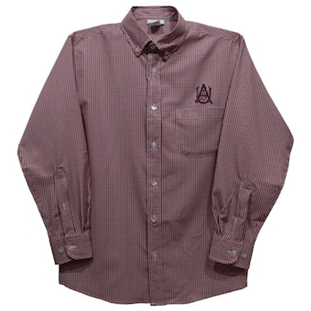 Youth Vive La Fete Maroon Alabama A&M Bulldogs Gingham Button-Down Long Sleeve Shirt