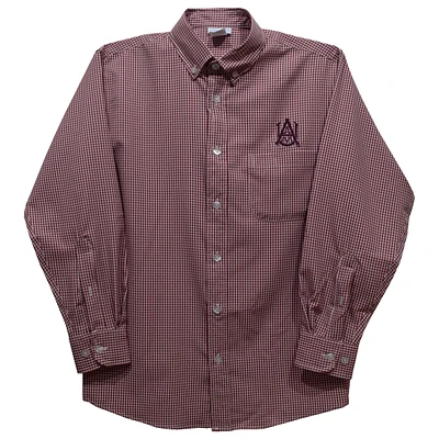 Youth Vive La Fete Maroon Alabama A&M Bulldogs Gingham Button-Down Long Sleeve Shirt