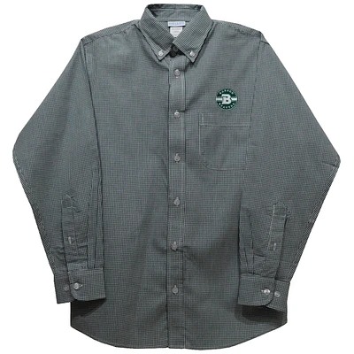 Youth Vive La Fete Green Babson Beavers Gingham Button-Down Long Sleeve Shirt