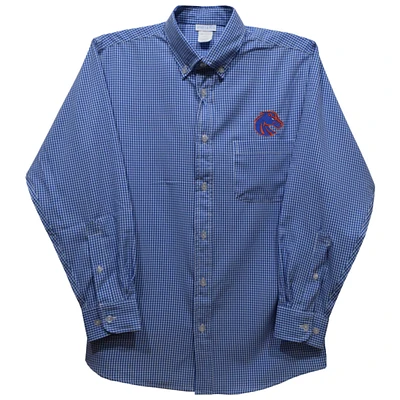 Youth Vive La Fete Royal Boise State Broncos Gingham Button-Down Long Sleeve Shirt
