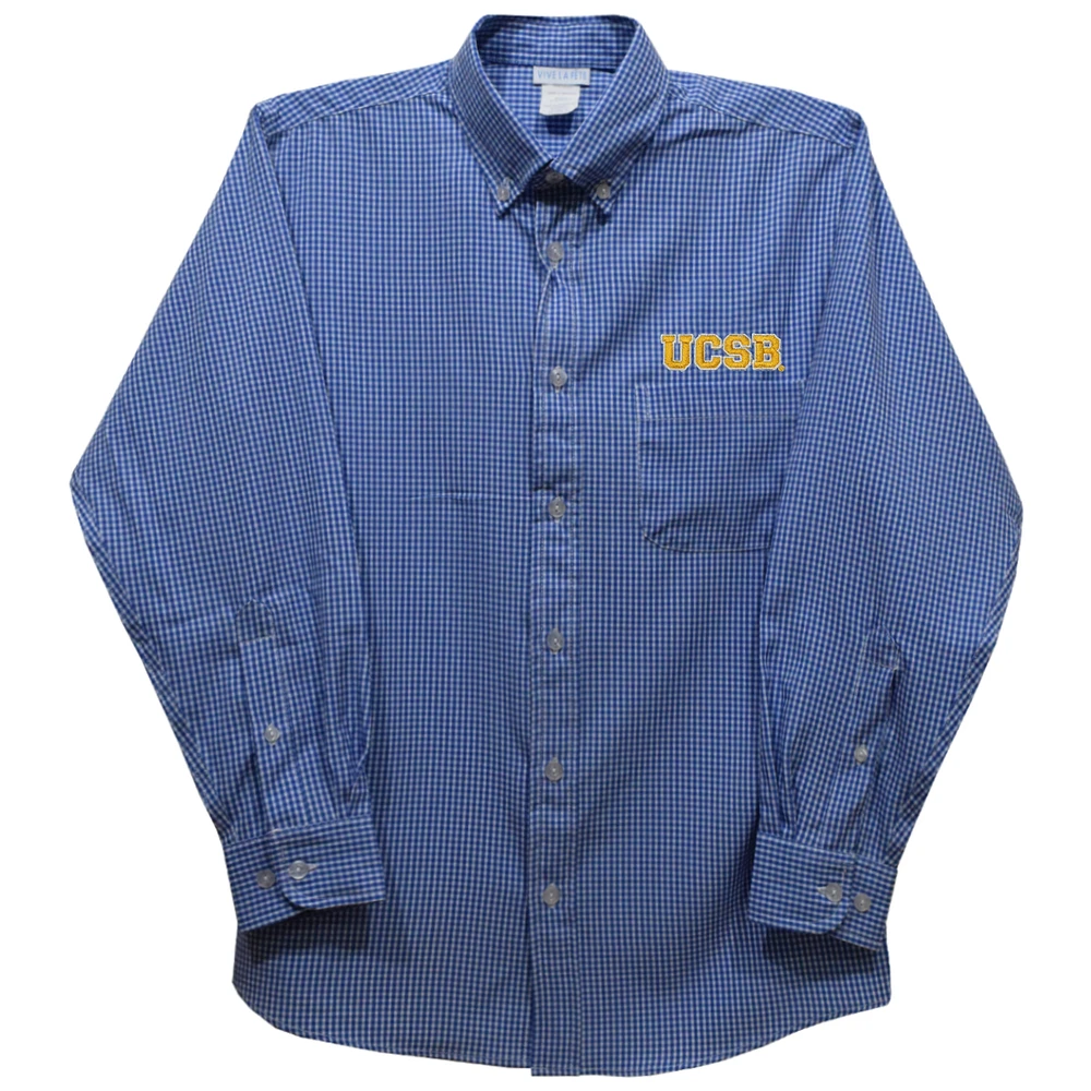 Youth Vive La Fete Blue UC Santa Barbara Gauchos Gingham Button-Down Long Sleeve Shirt