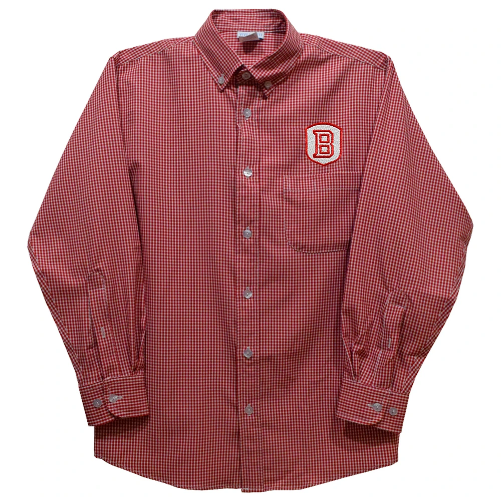 Youth Vive La Fete Red Bradley Braves Gingham Button-Down Long Sleeve Shirt