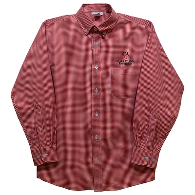Youth Vive La Fete Red Clark Atlanta University Panthers Gingham Button-Down Long Sleeve Shirt