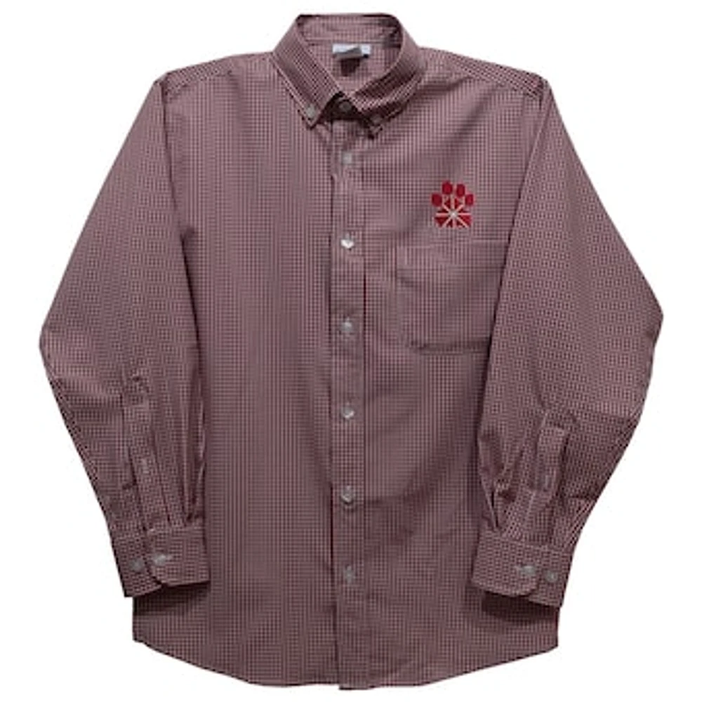 Youth Vive La Fete Red Chapman Panthers Gingham Button-Down Long Sleeve Shirt