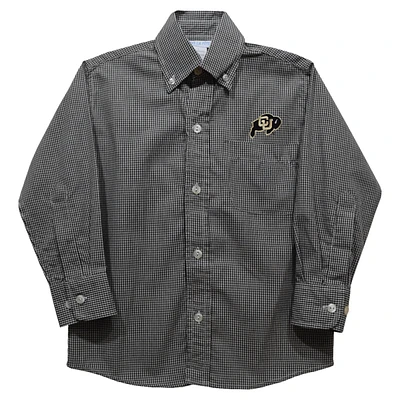 Youth Vive La Fete Black Colorado Buffaloes Gingham Button-Down Long Sleeve Shirt