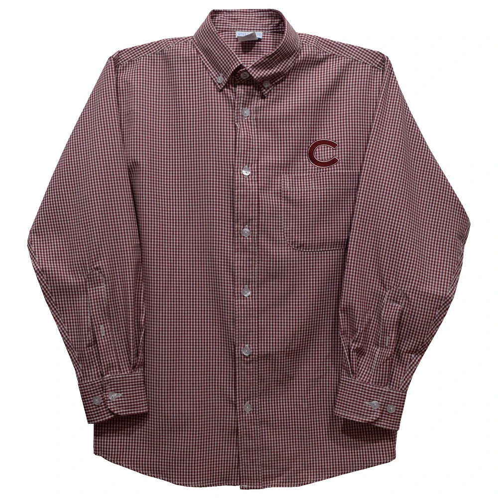 Youth Vive La Fete Maroon Colgate Raiders Gingham Button-Down Long Sleeve Shirt
