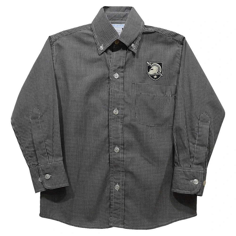 Youth Vive La Fete Black Army Knights Gingham Button-Down Long Sleeve Shirt