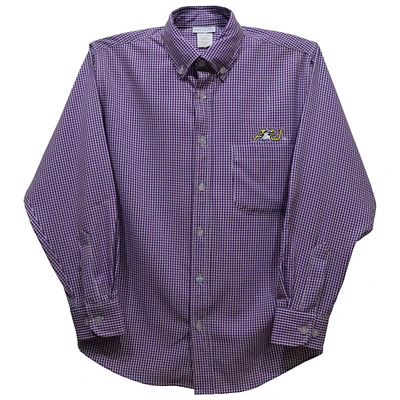 Youth Vive La Fete Purple Ashland Eagles Gingham Button-Down Long Sleeve Shirt
