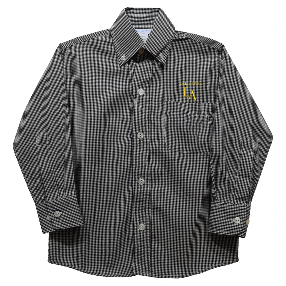 Youth Vive La Fete Black Cal State L.A. Golden Eagles Gingham Button-Down Long Sleeve Shirt