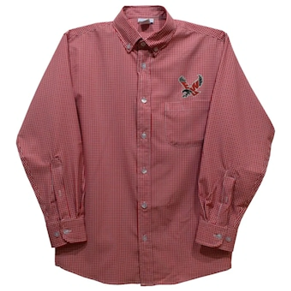 Youth Vive La Fete Red Eastern Washington Eagles Gingham Button-Down Long Sleeve Shirt