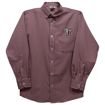 Youth Vive La Fete Maroon Fordham Rams Gingham Button-Down Long Sleeve Shirt