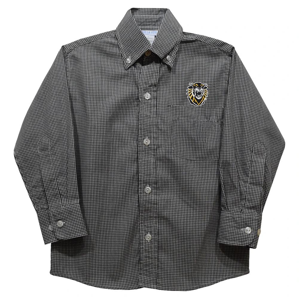 Youth Vive La Fete Black Fort Hays State Tigers Gingham Button-Down Long Sleeve Shirt