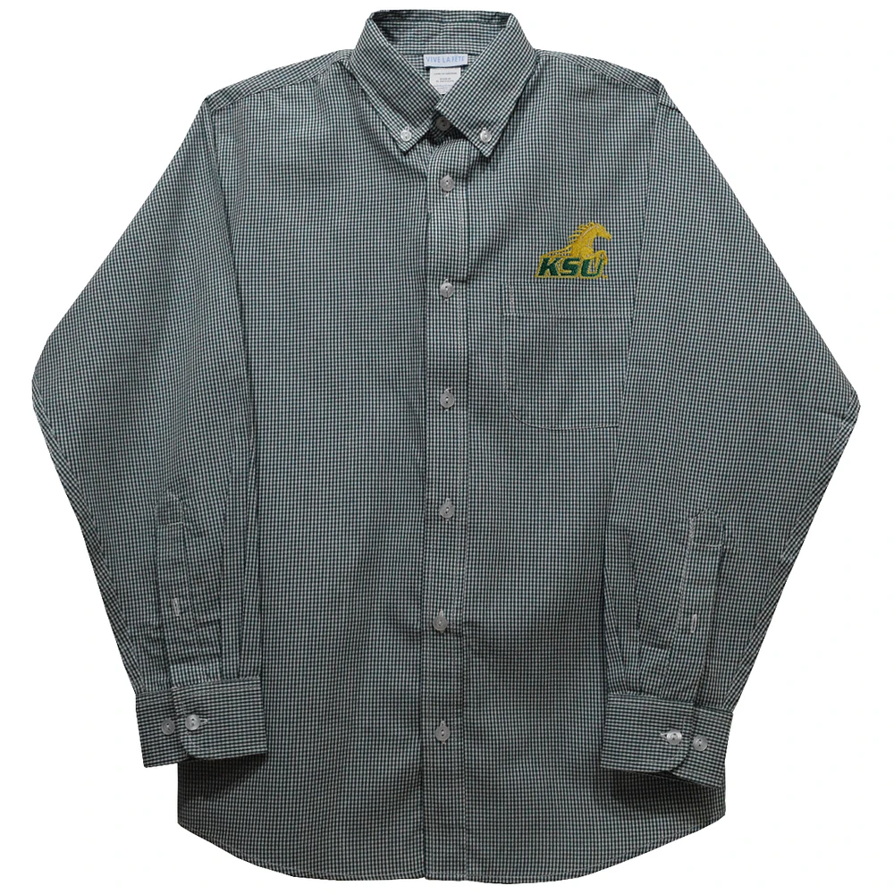 Youth Vive La Fete Green Kentucky State Thorobreds Gingham Button-Down Long Sleeve Shirt