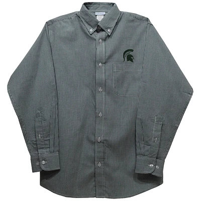 Youth Vive La Fete Green Michigan State Spartans Gingham Button-Down Long Sleeve Shirt