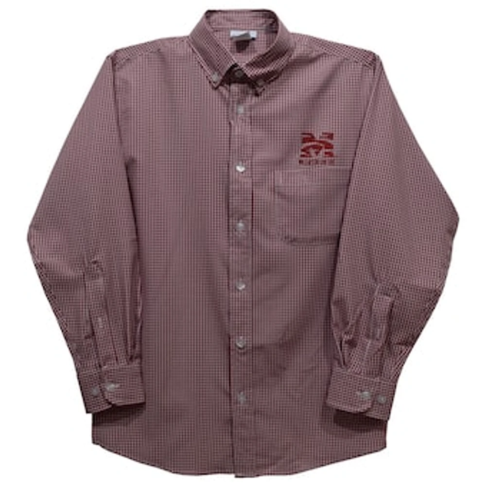 Youth Vive La Fete Maroon Morehouse Tigers Gingham Button-Down Long Sleeve Shirt