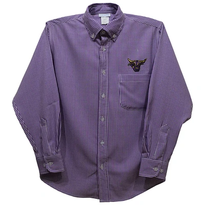 Youth Vive La Fete Purple Minnesota State Mavericks Gingham Button-Down Long Sleeve Shirt