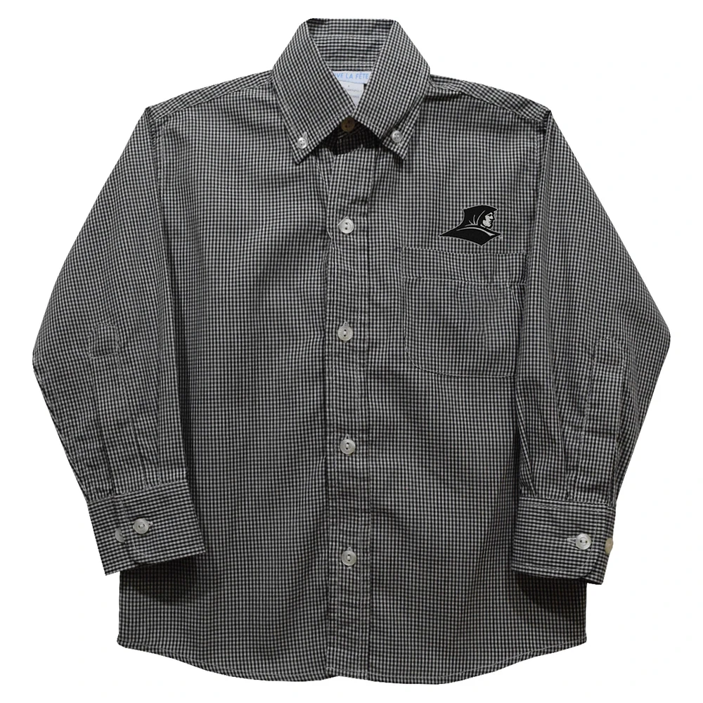 Youth Vive La Fete Black Providence Friars Gingham Button-Down Long Sleeve Shirt