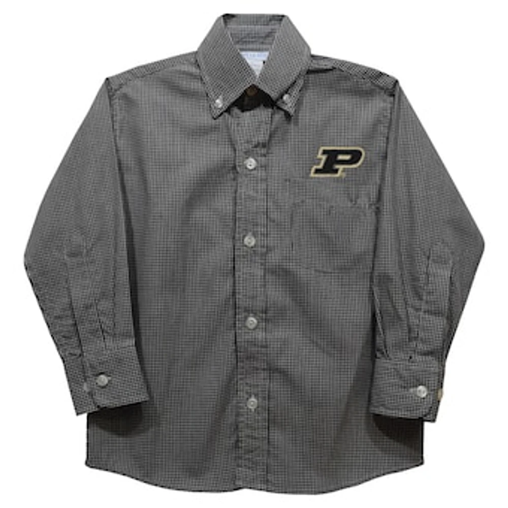 Youth Vive La Fete Black Purdue Boilermakers Gingham Button-Down Long Sleeve Shirt