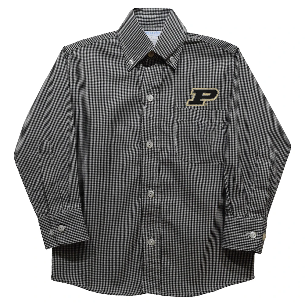 Youth Vive La Fete Black Purdue Boilermakers Gingham Button-Down Long Sleeve Shirt