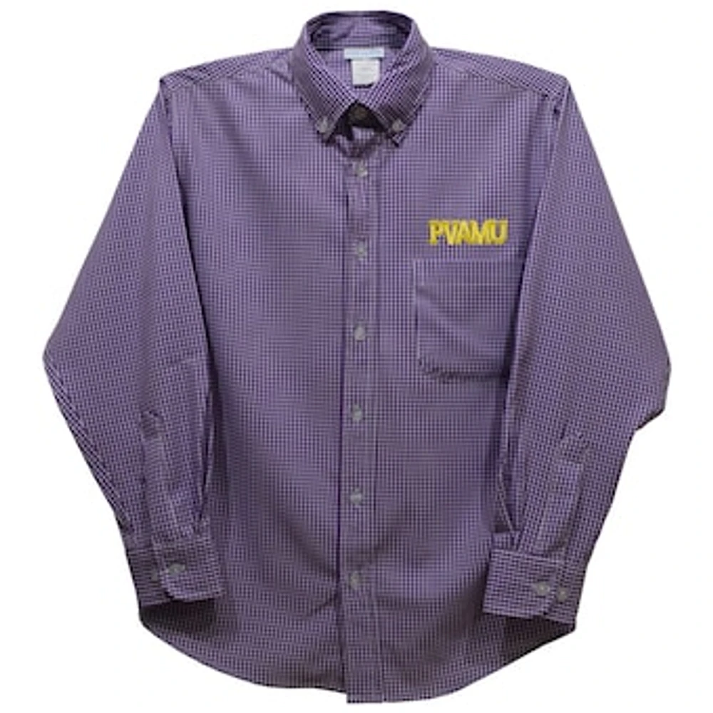 Youth Vive La Fete Purple Prairie View A&M Panthers Gingham Button-Down Long Sleeve Shirt