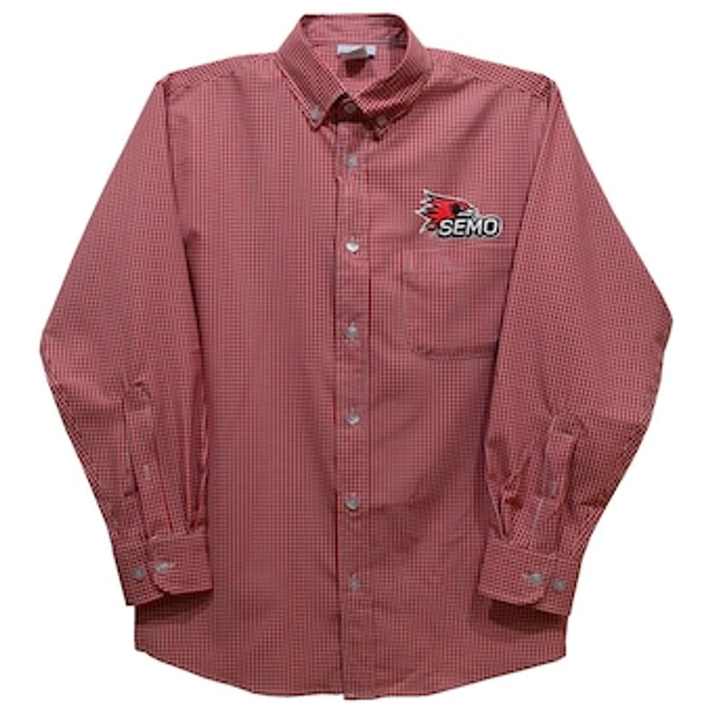 Youth Vive La Fete Red SEMO Redhawks Gingham Button-Down Long Sleeve Shirt