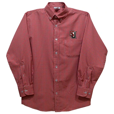Youth Vive La Fete Red Seattle Redhawks Gingham Button-Down Long Sleeve Shirt
