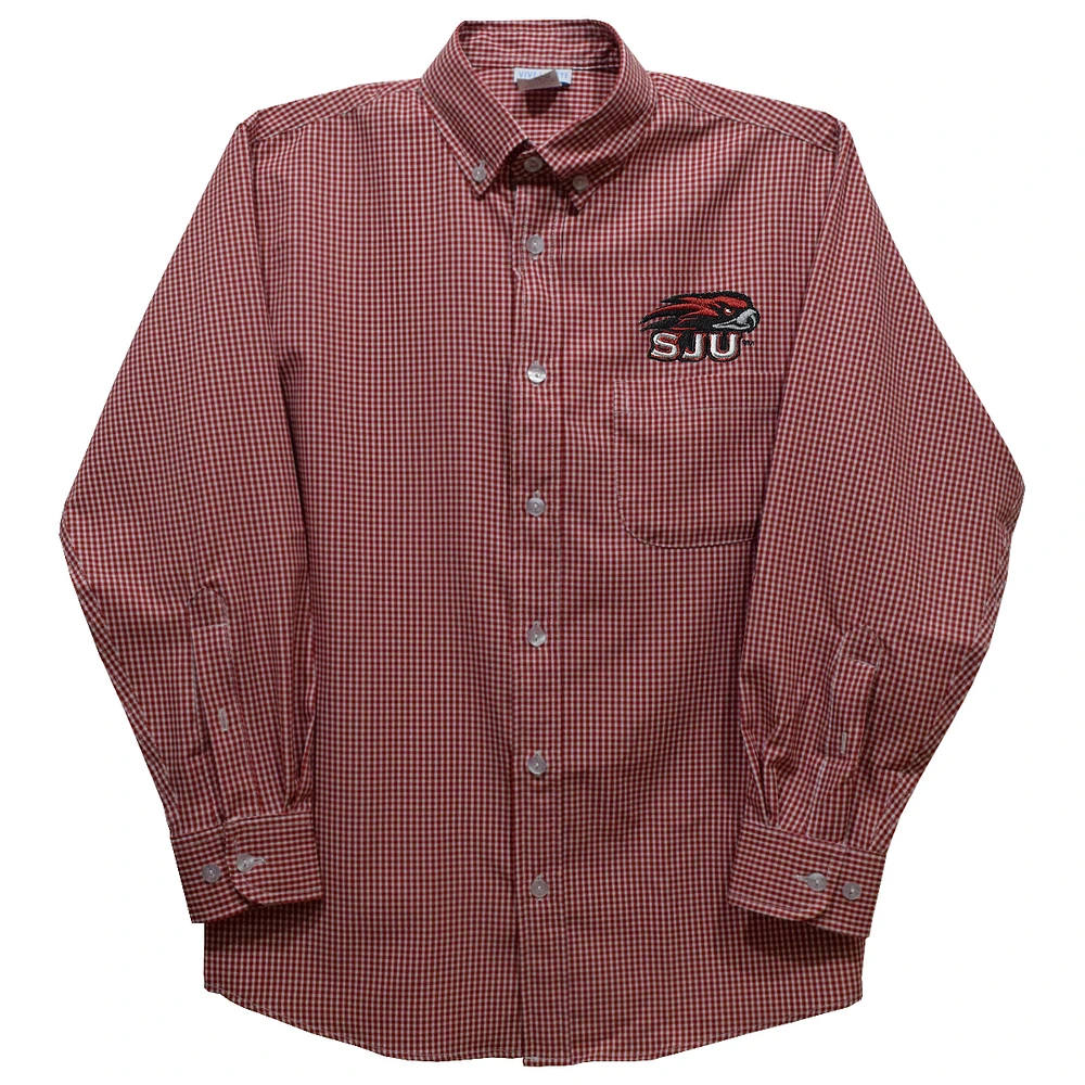 Youth Vive La Fete Crimson Saint Joseph's Hawks Gingham Button-Down Long Sleeve Shirt