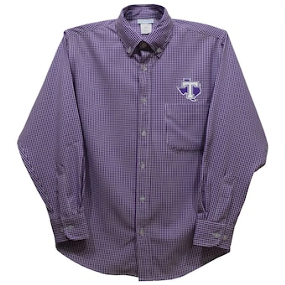Youth Vive La Fete Purple Tarleton State Texans Gingham Button-Down Long Sleeve Shirt