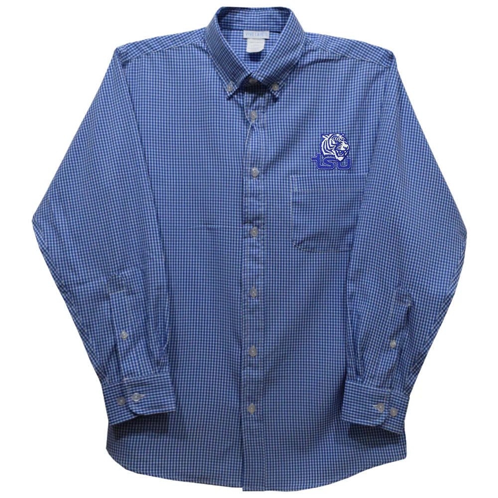 Youth Vive La Fete Royal Tennessee State Tigers Gingham Button-Down Long Sleeve Shirt