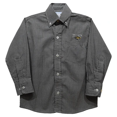 Youth Vive La Fete Black Towson Tigers Gingham Button-Down Long Sleeve Shirt