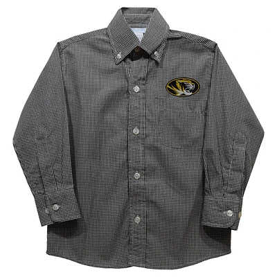 Youth Vive La Fete Black Missouri Tigers Gingham Button-Down Long Sleeve Shirt
