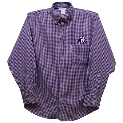 Youth Vive La Fete Purple North Alabama Lions Gingham Button-Down Long Sleeve Shirt