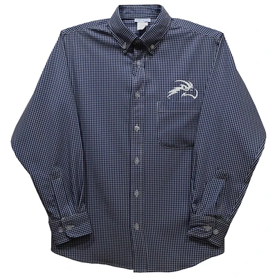 Youth Vive La Fete Navy UNF Ospreys Gingham Button-Down Long Sleeve Shirt