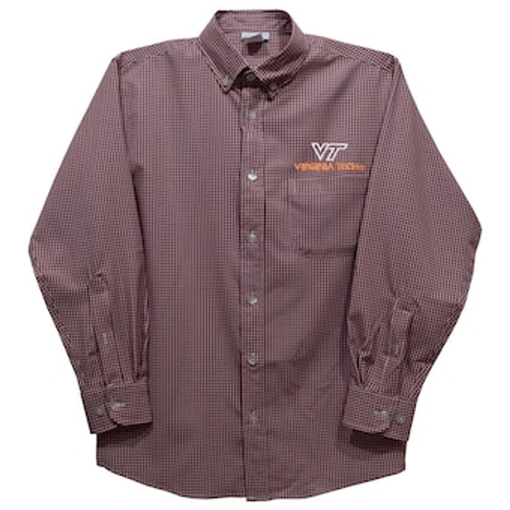 Youth Vive La Fete Maroon Virginia Tech Hokies Gingham Button-Down Long Sleeve Shirt