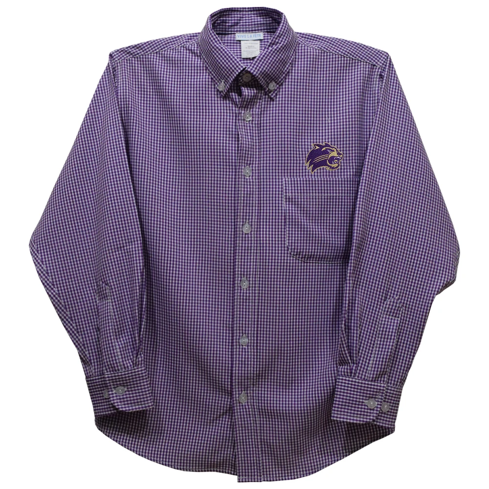 Youth Vive La Fete Purple Western Carolina Catamounts Gingham Button-Down Long Sleeve Shirt