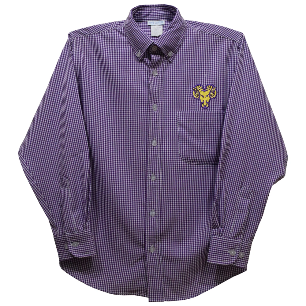 Youth Vive La Fete Purple West Chester Golden Rams Gingham Button-Down Long Sleeve Shirt