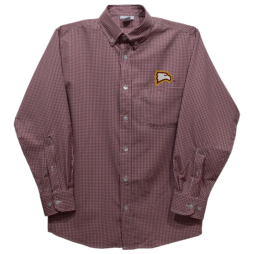 Youth Vive La Fete Red Winthrop Eagles Gingham Button-Down Long Sleeve Shirt