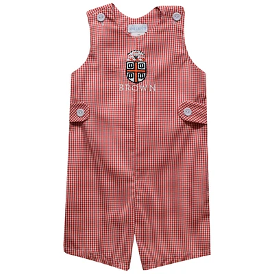 Infant Vive La Fete Cardinal Brown Bears Gingham Jon Romper
