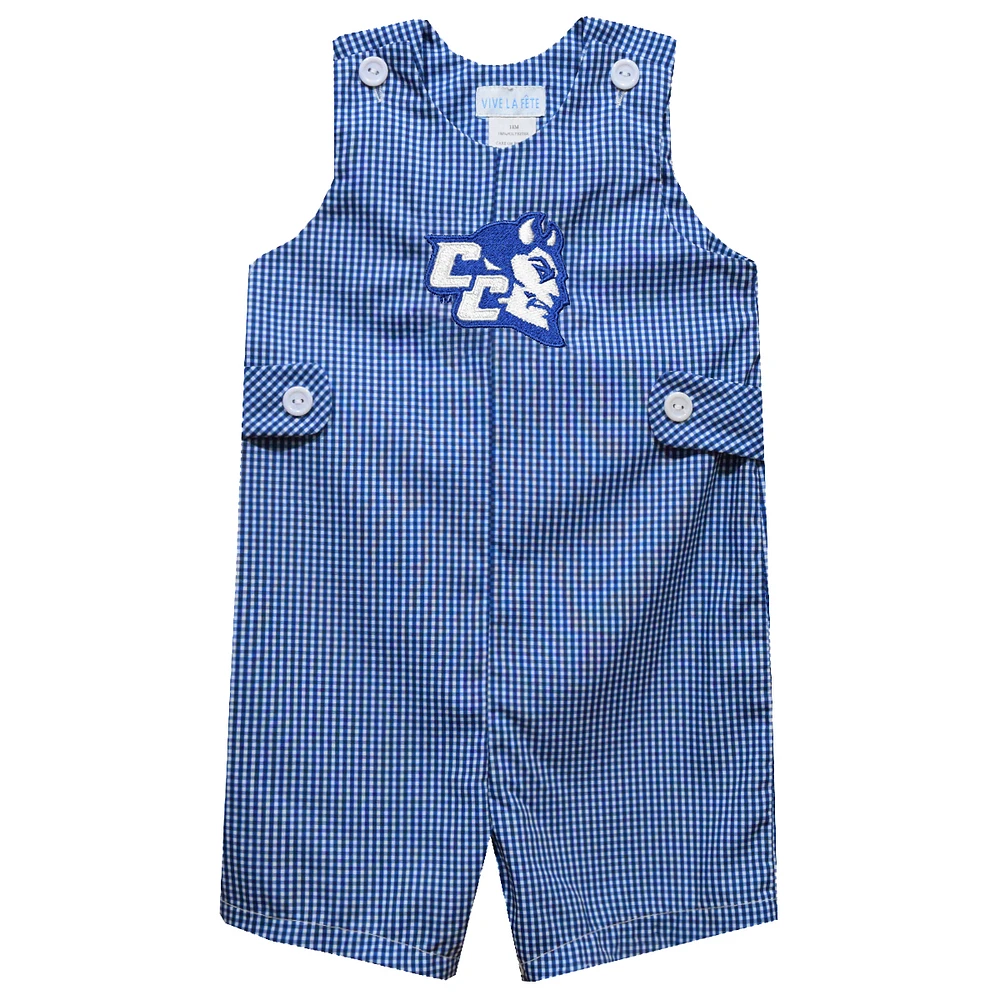 Infant Vive La Fete Royal Central Connecticut State Blue Devils Gingham Jon Romper