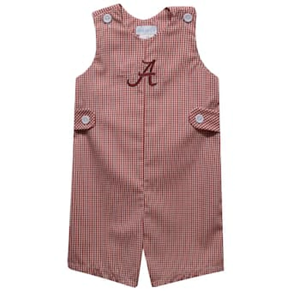 Infant Vive La Fete Crimson Alabama Tide Gingham Jon Romper