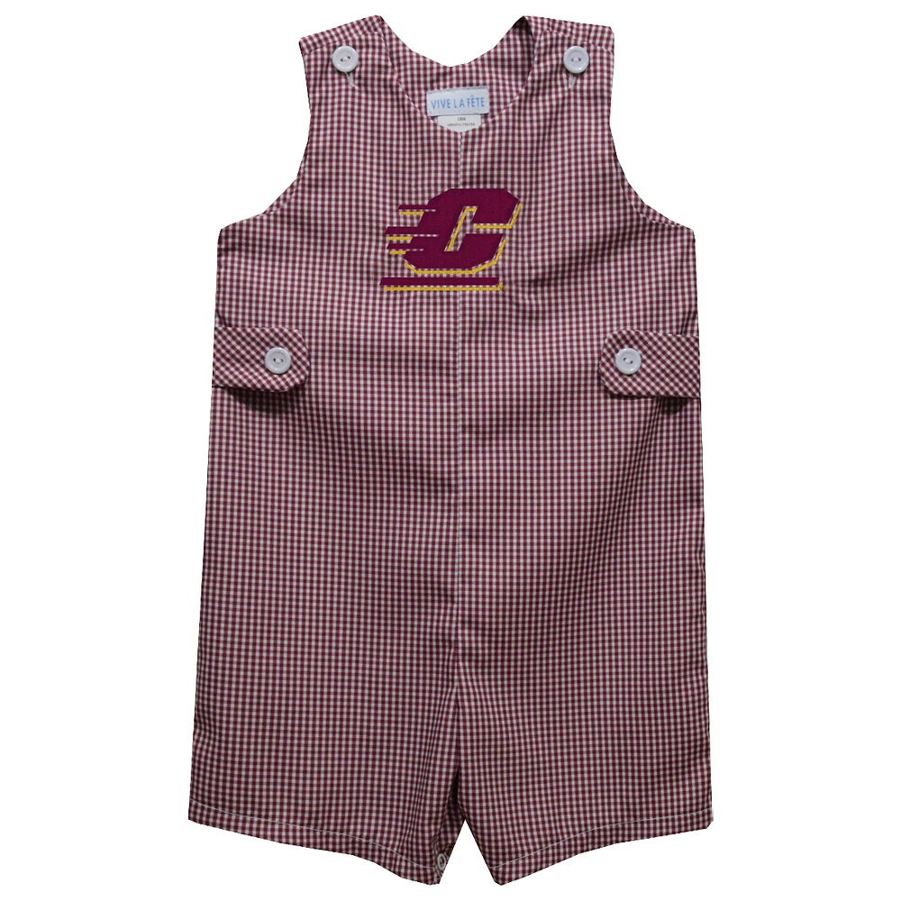 Infant Vive La Fete Maroon Central Michigan Chippewas Gingham Jon Romper