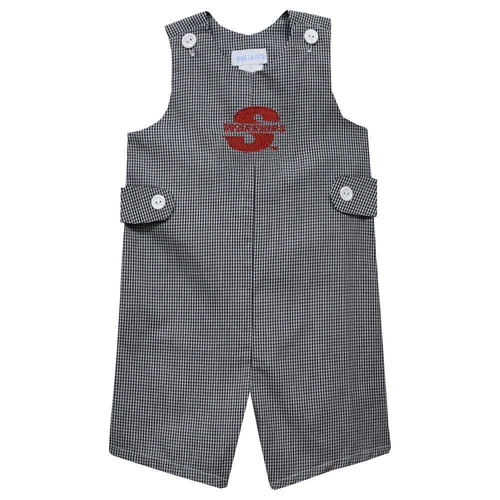 Infant Vive La Fete Black Cal State Stanislaus Warriors Gingham Jon Romper