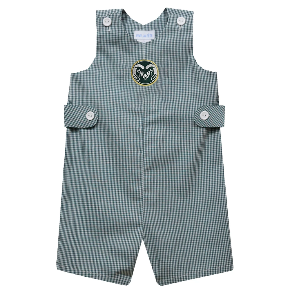 Infant Vive La Fete Green Colorado State Rams Gingham Jon Romper