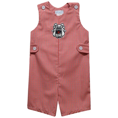 Infant Vive La Fete Red Fresno State Bulldogs Gingham Jon Romper
