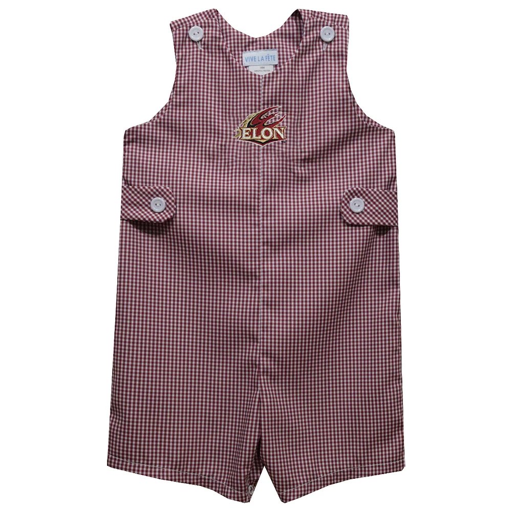 Infant Vive La Fete Maroon Elon Phoenix Gingham Jon Romper