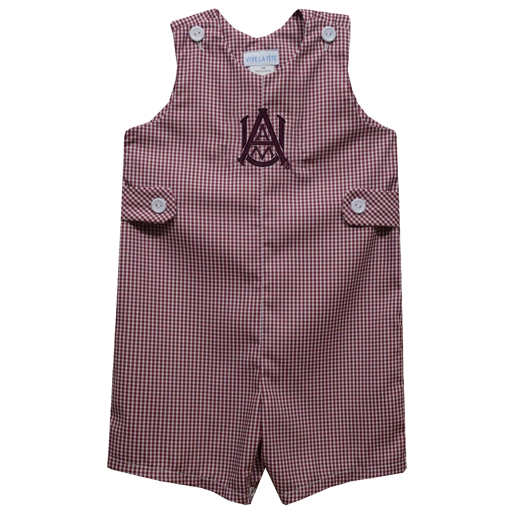 Infant Vive La Fete Maroon Alabama A&M Bulldogs Gingham Jon Romper