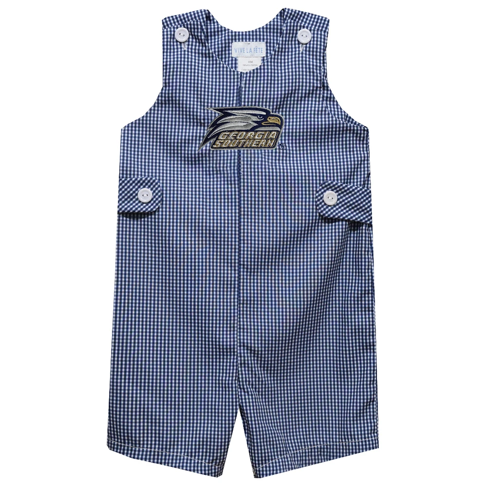 Infant Vive La Fete Blue Georgia Southern Eagles Gingham Jon Romper