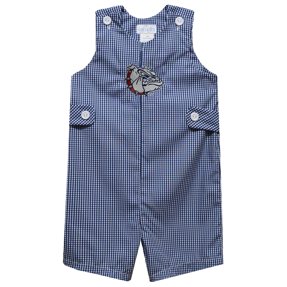Infant Vive La Fete Navy Gonzaga Bulldogs Gingham Jon Romper