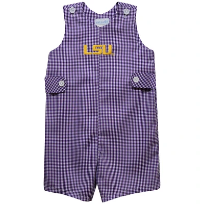 Infant Vive La Fete Purple LSU Tigers Gingham Jon Romper
